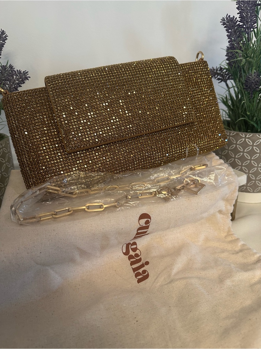 Cult Gaia Gold Crystal-Embellished Shoulder Bag - Picture 4 of 14